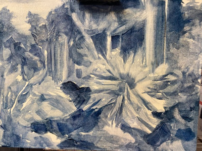 black & white sketchy underpainting prep work